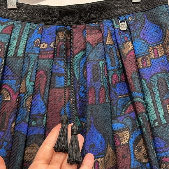 Vintage Hammerschmid Trachten Wool Folk Art Print Women Skirt Size 42 Medium - Picture 4 of 10